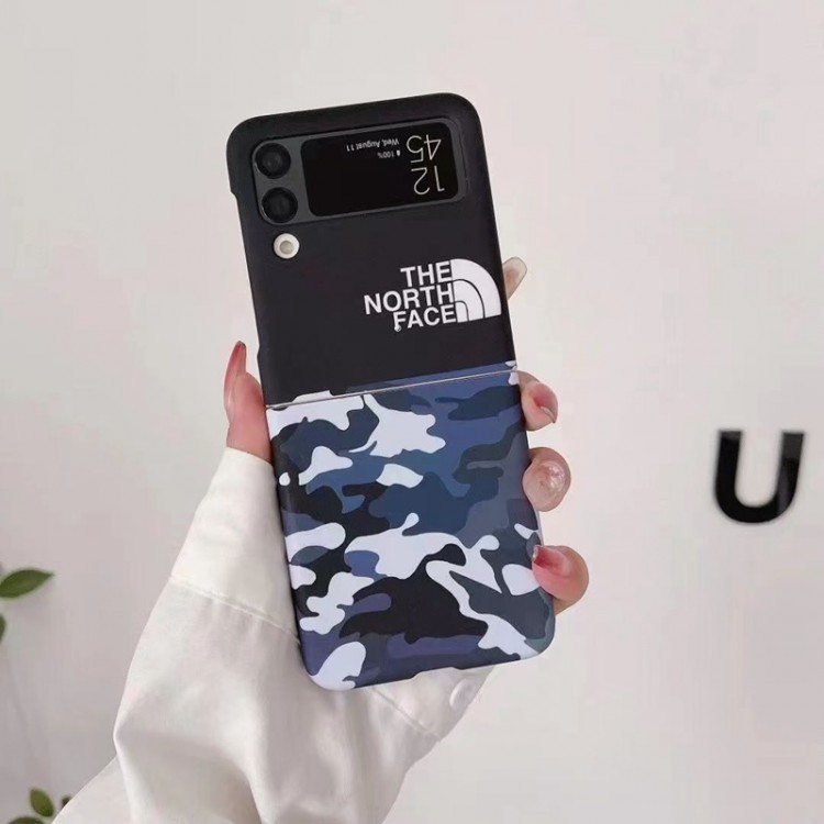 ブランド Galaxy Z Flip4 5 ザノースフェイススマホケース 流行り THE NORTH FACE ギャラクシーz flip3カバー 迷彩柄 galaxy z flip4スマホカバー マット調 滑り止め samsung z flip3ケース 人気 ファッション 男女