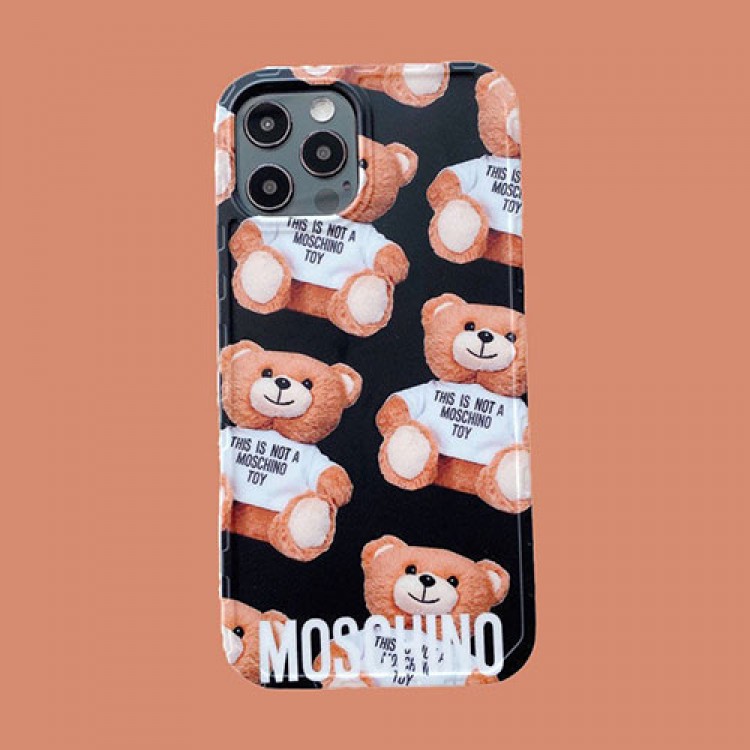 モスキーノ iphone 12 mini/12 pro max/11 pro max/se2ケース ブランド 可愛い Moschino ぬいぐるみ テディベア インスタ風 アイフォン12/12 pro/11/11 pro/x/xs/xr/8/7カバー レディース