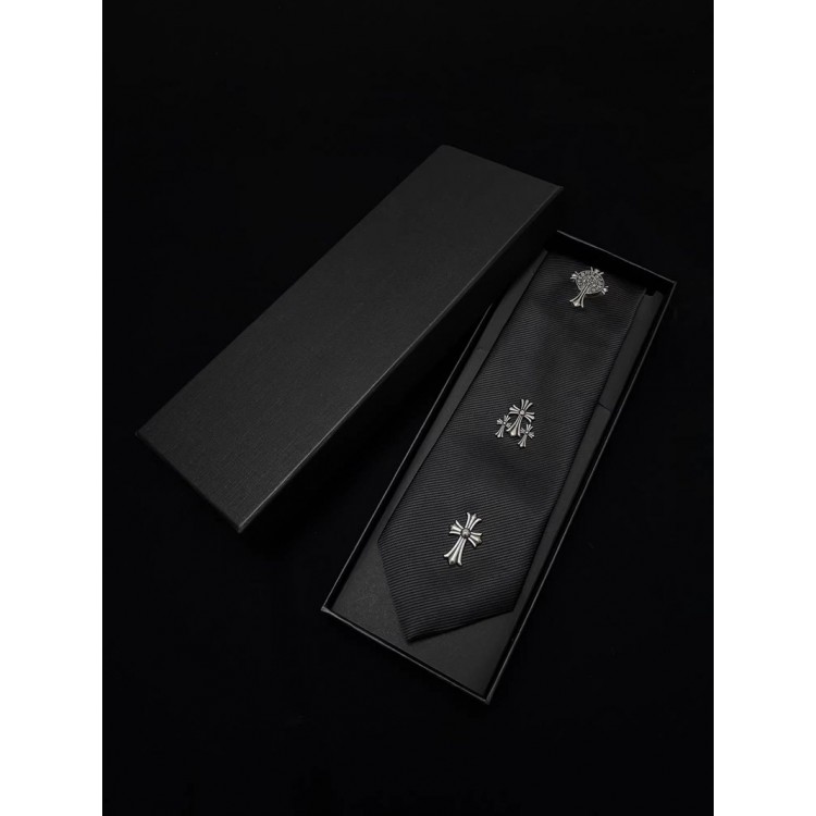 ブランドChrome Hearts風ネクタイ クロスモチーフ クロムハーツ イージータイ ブラック ゴシック パンク 装飾用ネクタイ アクセサリー 個性 流行り