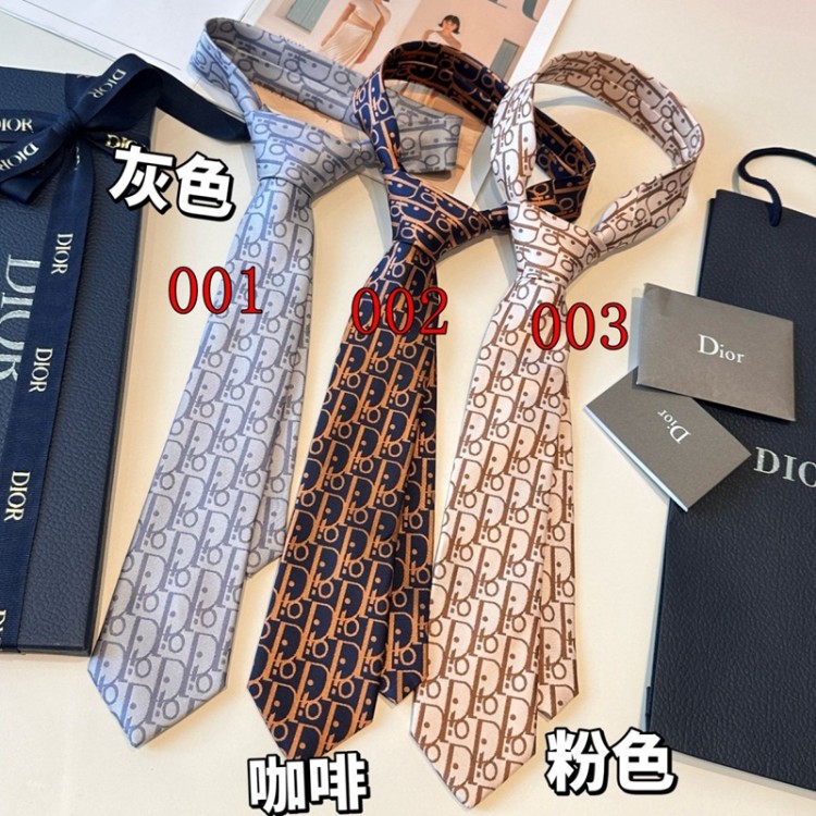ブランドディオールビジネスネクタイ シルバー メンズ Diorシルクネクタイ ハンカチドット フォーマル 礼服 ビジネス 就活 入学式 卒業式 忘年会 冠婚葬祭 ギフトボックス付き 手洗い 幅
