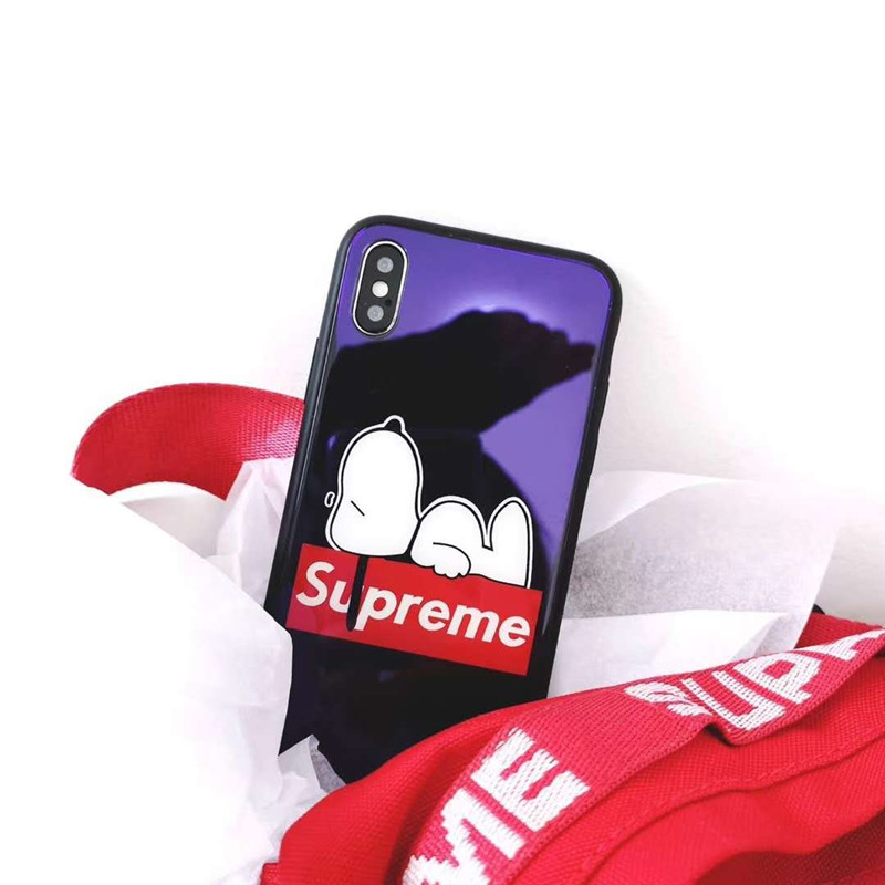 Supremeシュプリーム スヌーピー ブランドiphone12pro/12mini/12pro max/11pro maxケース かわいい ディズニー風 ガラス 耐衝撃 男女通用 アイフォン