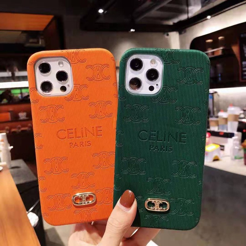 Celineセリーヌ ブランド エンボスiphone12pro/12mini/12pro max/11ケース 金属モノグラム ins風 アイフォンx/xs/xr/8/7カバー 女性