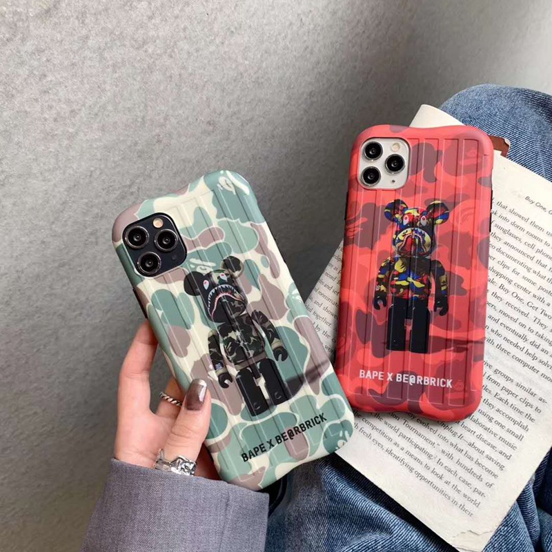 Bape 森チャック Be＠rbrick コンボ エーエイプ Aape ブランド iphone12pro/12mini/12pro max/11ケース 迷彩熊柄 スーツケース型 女性 男性 アイフォン