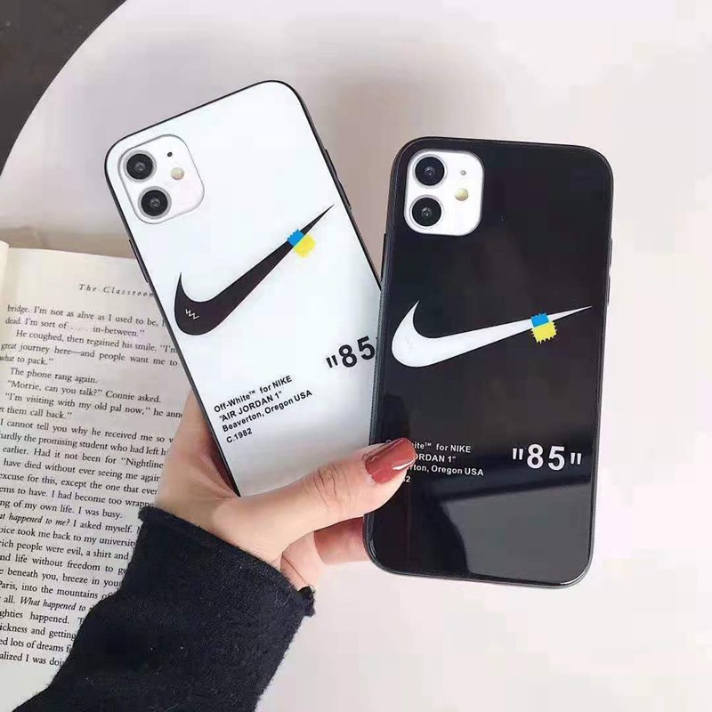 NikeナイキOff-whiteオフホワイト コンボ ブランドiphone 12 mini/12 pro max/11 pro max/se2ケース キラキラ モノグラム 硝子 シンプル アイフォン12カバー