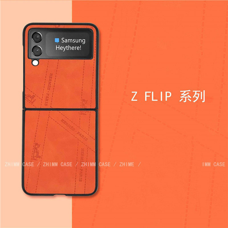エルメスGALAXY Z Flip3ケース ブランド 背面PUレザー 柔らかい