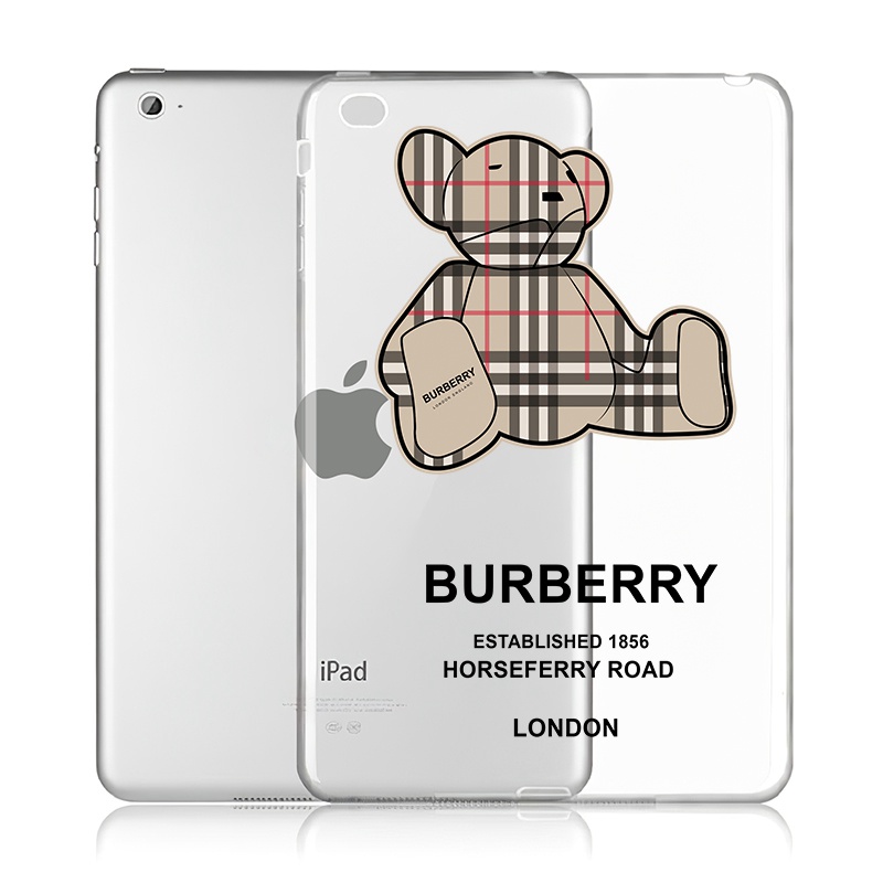 Burberry アイパッドmini6/5/4カバー かわいい チェック熊柄 