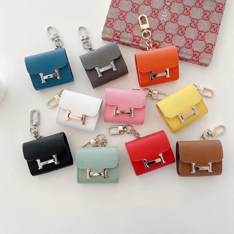Hermes エアーポッズproカバー ホック付き 携帯便利 紛失なし 