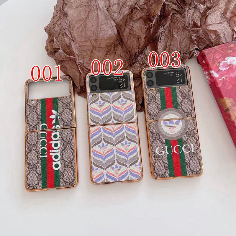  Gucciコラボ adidas ギャラクシーz flip3スマホケース