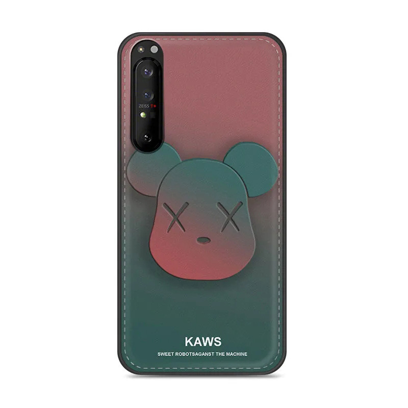 ブランド Kaws 個性熊柄 Xperia 5ii/1iiレザーケース 耐衝撃 カウズ