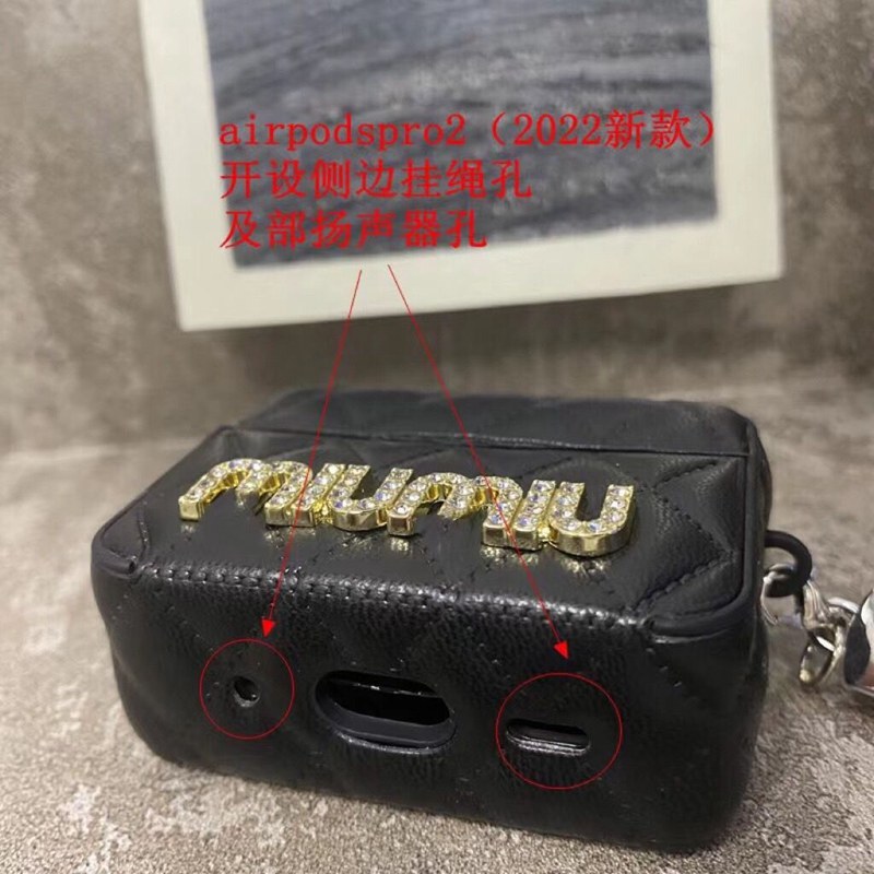 ミュウミュウ MiuMiuairpods proカバー 軽量 紛失防止AirPods 3ブランドケース 携帯便利