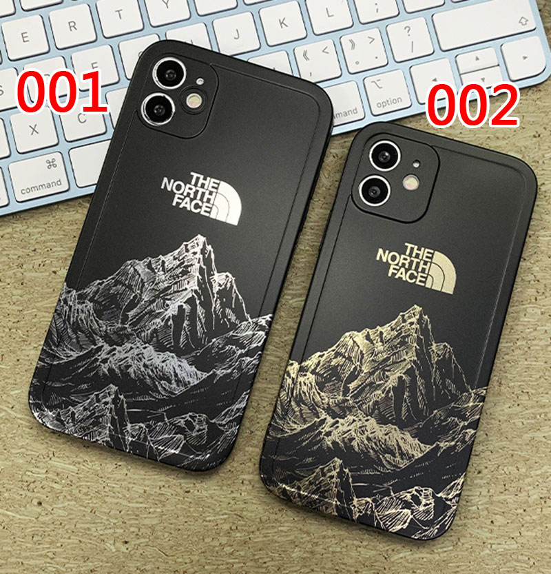 ペア ザノースフェイスIPHONE13pro max/13pro/13ケース 塗装雪山柄 色落ちない 